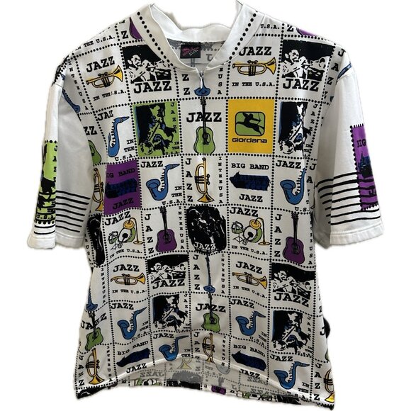 Giordana Jazz Festival Cycling Jersey   Vintage 1996 USA Rare Print COLLECTIBLE - Picture 1 of 10